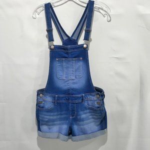 No Boundries Woman’s Bib Shorts sz 7-9 Stretch Denim Bib Overall Shorts Juniors